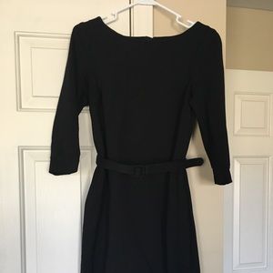 Black shift dress with belt